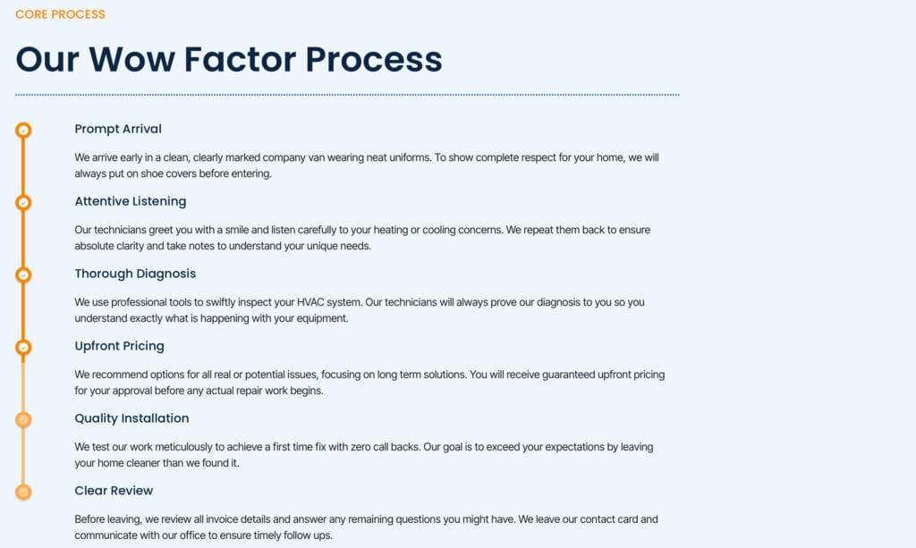 HVAC service 13 step process broken down into 6 easy descriptions